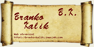 Branko Kalik vizit kartica